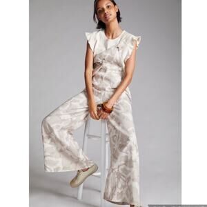Anthropologie Printed Overalls Jumpsuit Gray Size XS